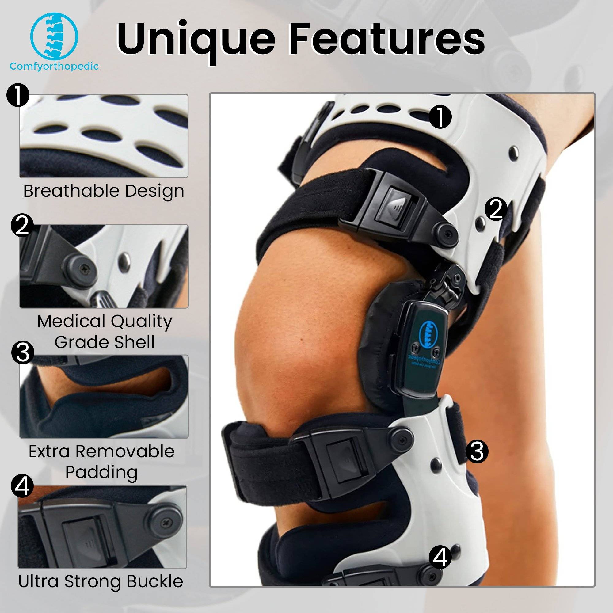 Breg Latitude OA Knee Brace For Medial/Lateral Osteoarthritis - Right Knee, Universal Sizing, Lightweight